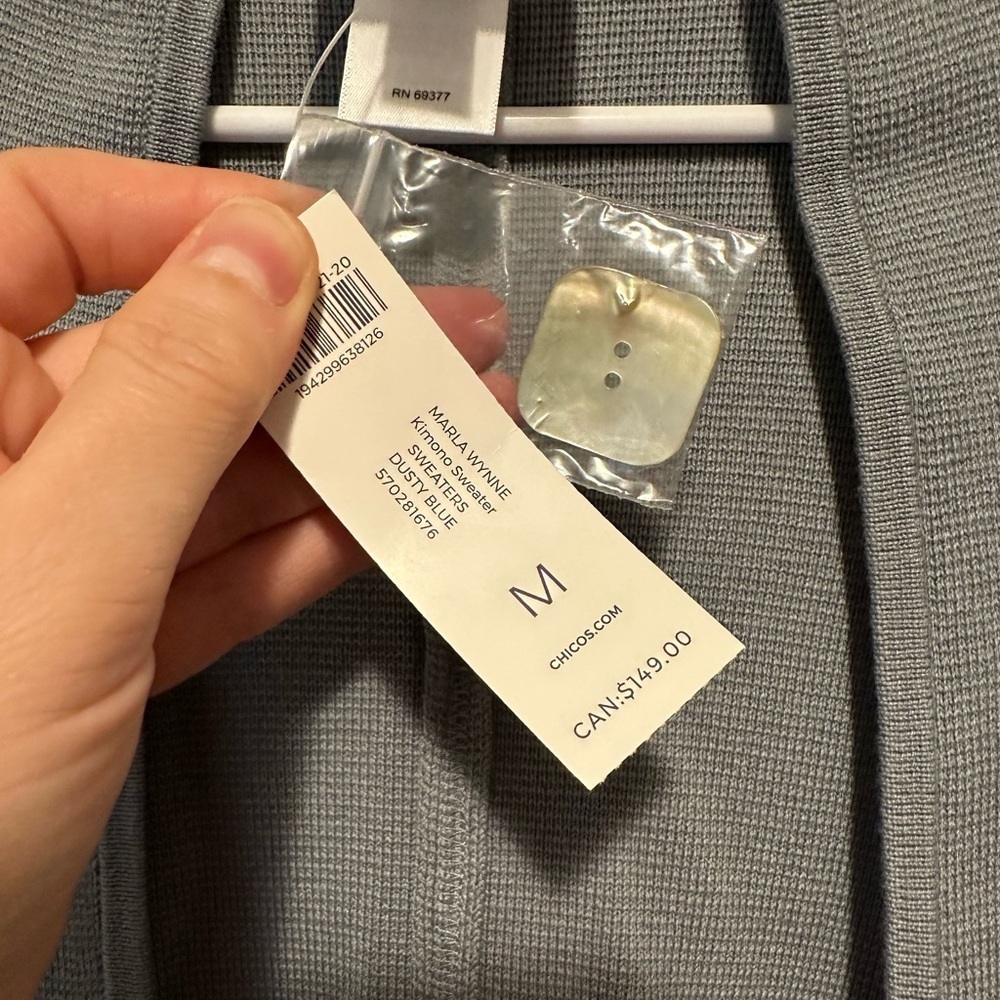 NWT Marla Wynne For Chico's Kimono Sweater Dusty Blue Size M - Picture 7 of 15